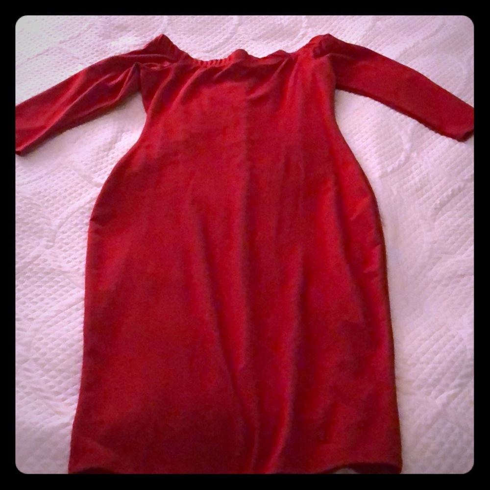 NWT Red Off the Shoulder Bodycon Midi Dress